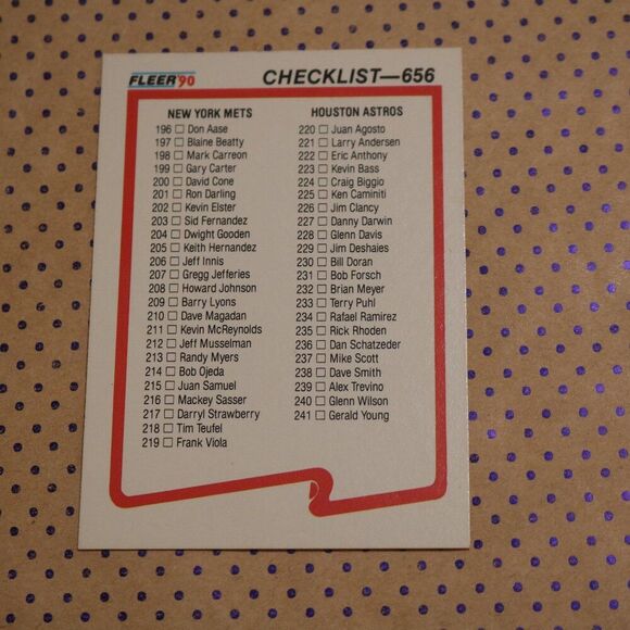 Fleer Checklist #656 Baseball Card - Picture 1 of 2